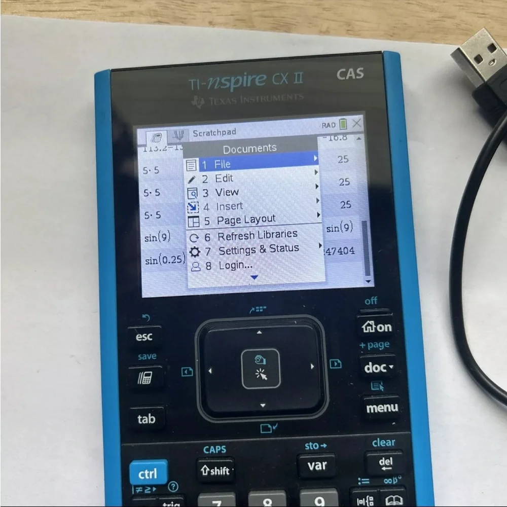 Texas Instrument TI Nspire CX II CAS Graphing Calculator W Cable VERSION 5.1 5.0